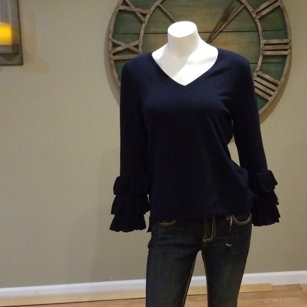 525 America ruffle sleeve sweater